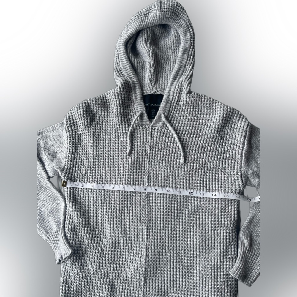Cynthia Rowley Waffle Knit Gray Sweater Hoodie - Size Small - Picture 5 of 8